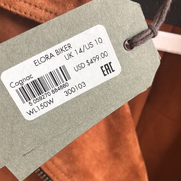 All Saints Elora Suede Biker Jacket (Size 10) NWT - Picture 6 of 13